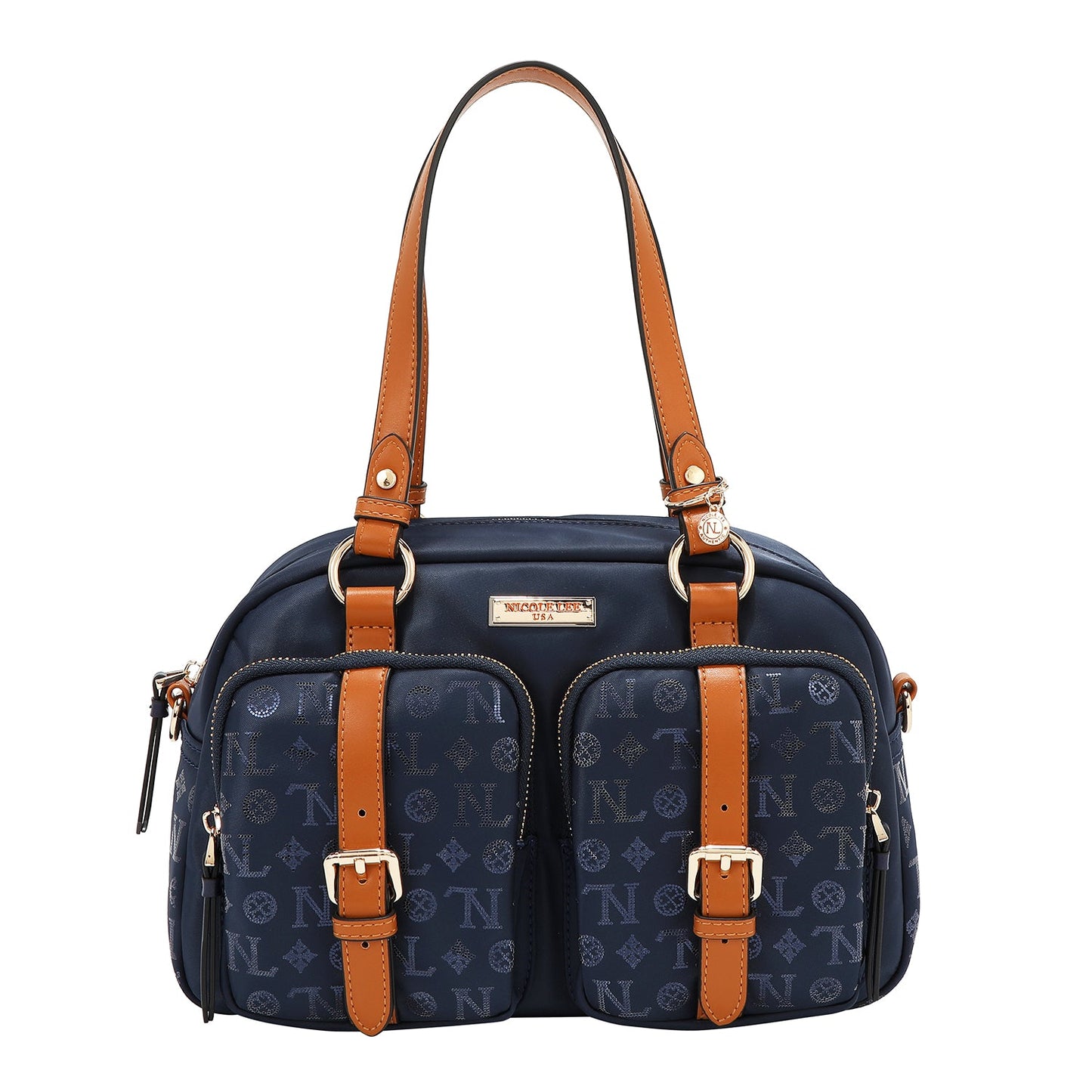 BOLSO BOSTON CON LOGOTIPO MONOGRAMA (AZUL)