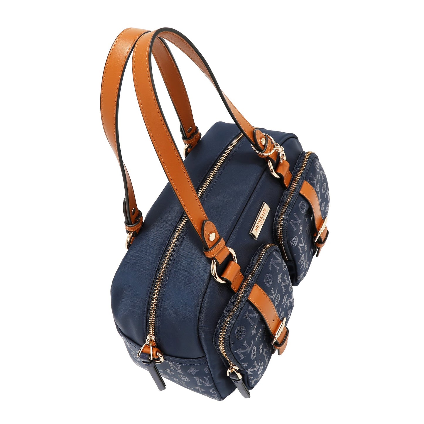 BOLSO BOSTON CON LOGOTIPO MONOGRAMA (AZUL)
