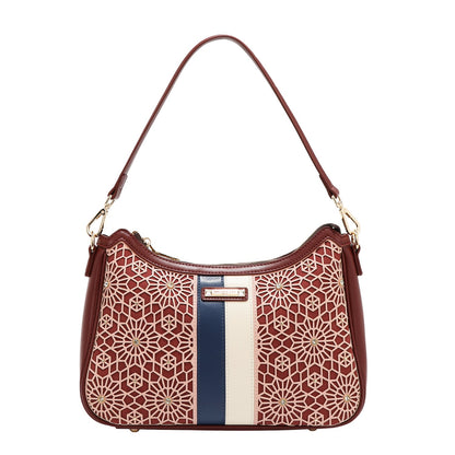 GEOMETRIC LASER CUT SHOULDER BAG (VINO)