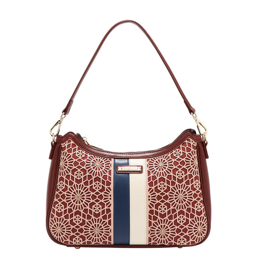 GEOMETRIC LASER CUT SHOULDER BAG (VINO)