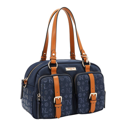 BOLSO BOSTON CON LOGOTIPO MONOGRAMA (AZUL)