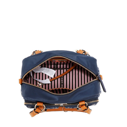 BOLSO BOSTON CON LOGOTIPO MONOGRAMA (AZUL)