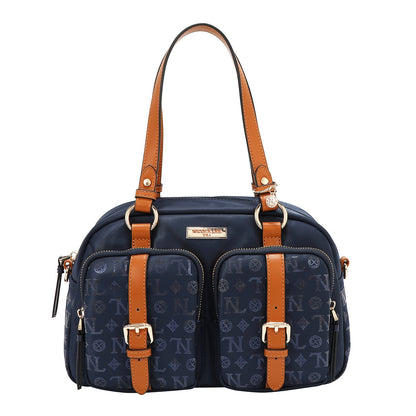 BOLSO BOSTON CON LOGOTIPO MONOGRAMA (AZUL)