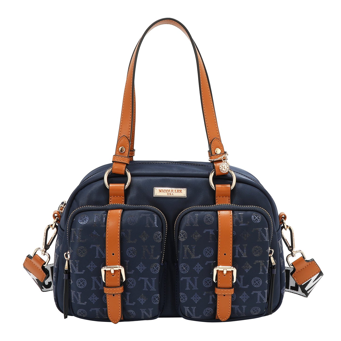 BOLSO BOSTON CON LOGOTIPO MONOGRAMA (AZUL)